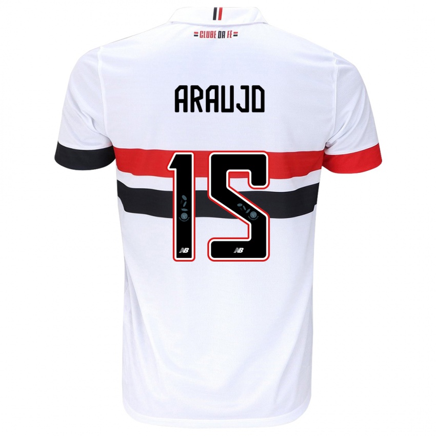 Enfant Maillot Michel Araújo #15 Blanc Rouge Noir Tenues Domicile 2024/25 T-Shirt Belgique