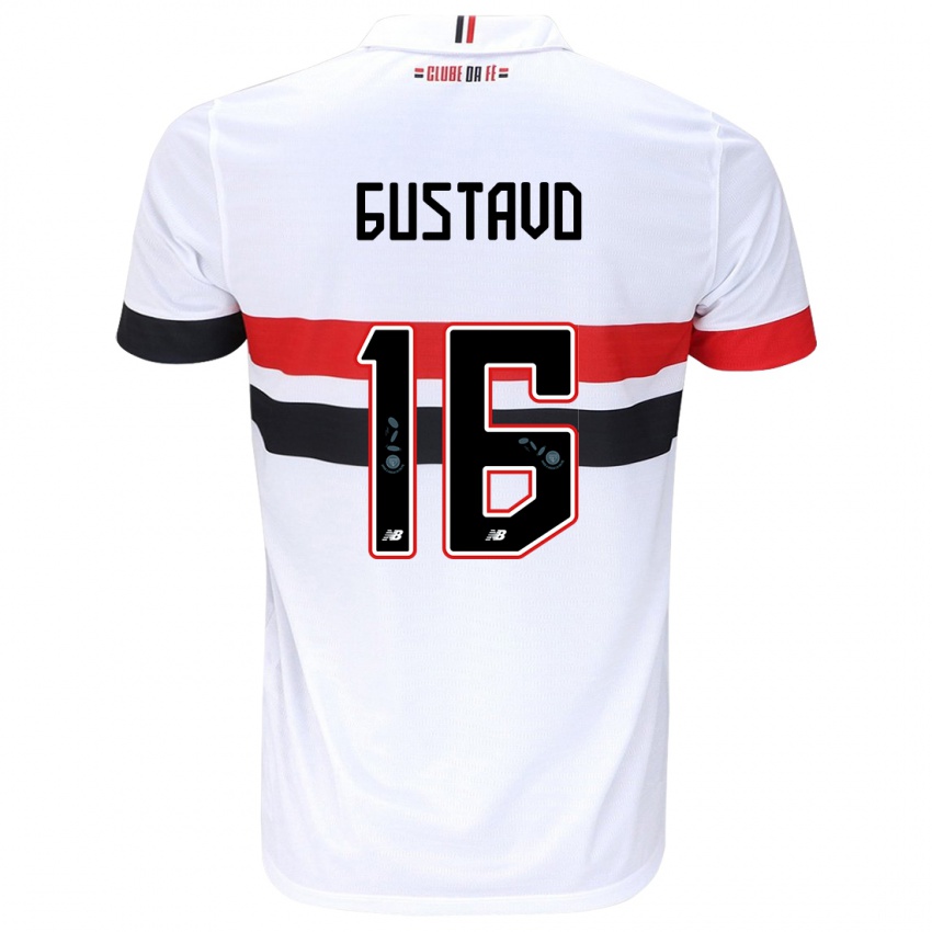 Enfant Maillot Luiz Gustavo #16 Blanc Rouge Noir Tenues Domicile 2024/25 T-Shirt Belgique