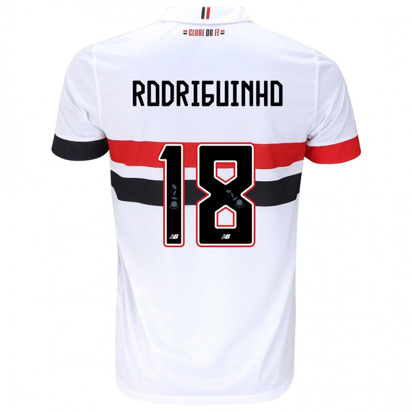 Enfant Maillot Rodriguinho #18 Blanc Rouge Noir Tenues Domicile 2024/25 T-Shirt Belgique