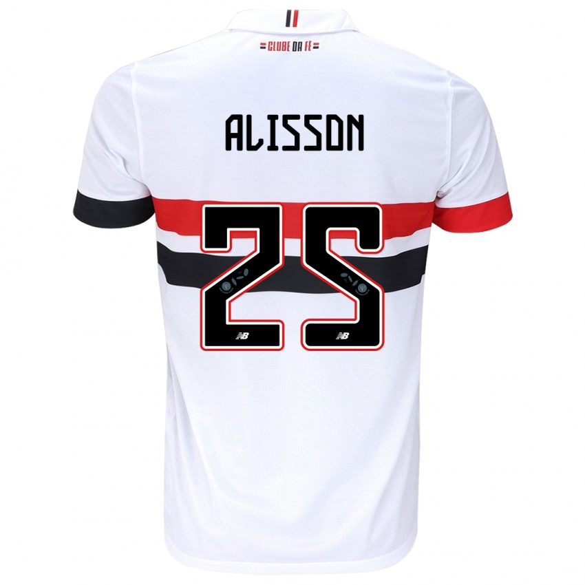 Enfant Maillot Alisson #25 Blanc Rouge Noir Tenues Domicile 2024/25 T-Shirt Belgique