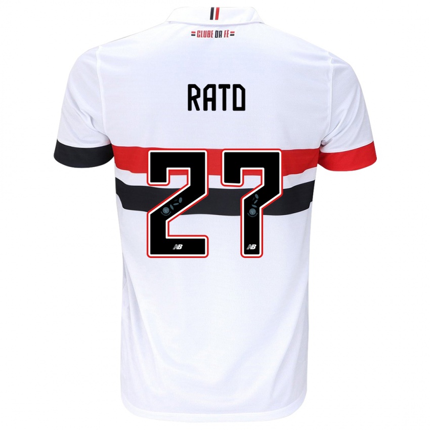 Enfant Maillot Wellington Rato #27 Blanc Rouge Noir Tenues Domicile 2024/25 T-Shirt Belgique