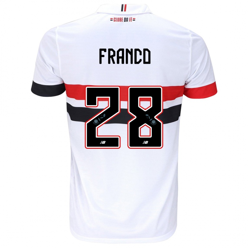 Enfant Maillot Alan Franco #28 Blanc Rouge Noir Tenues Domicile 2024/25 T-Shirt Belgique