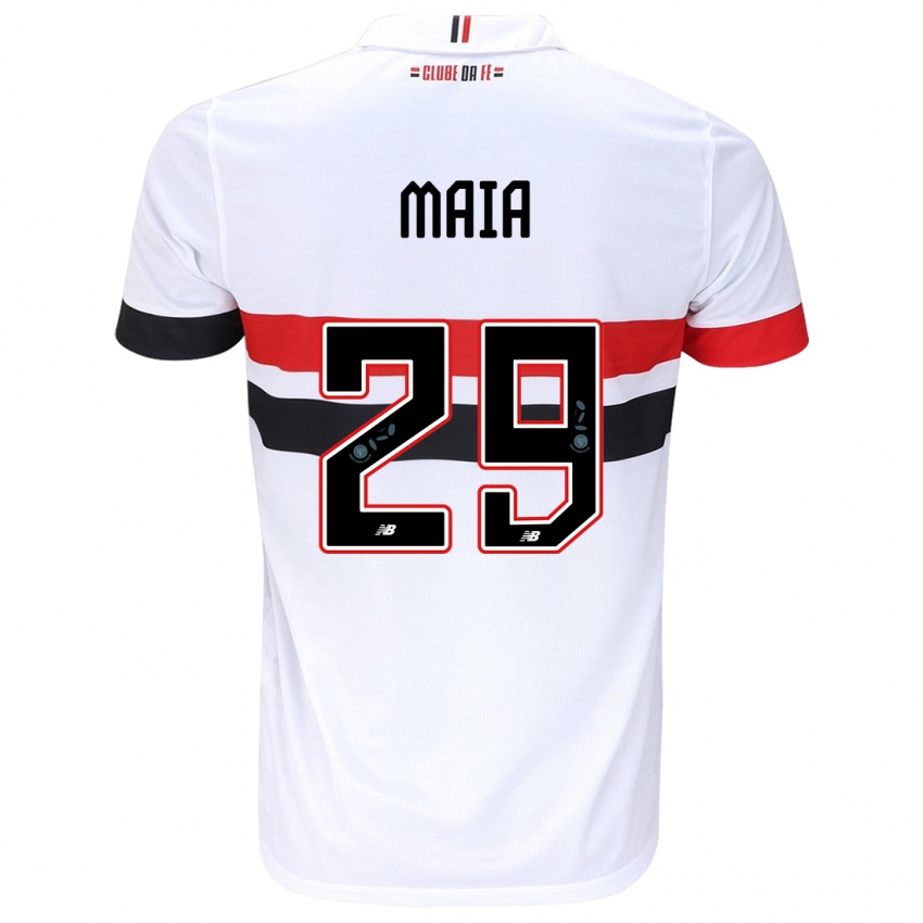 Enfant Maillot Pablo Maia #29 Blanc Rouge Noir Tenues Domicile 2024/25 T-Shirt Belgique