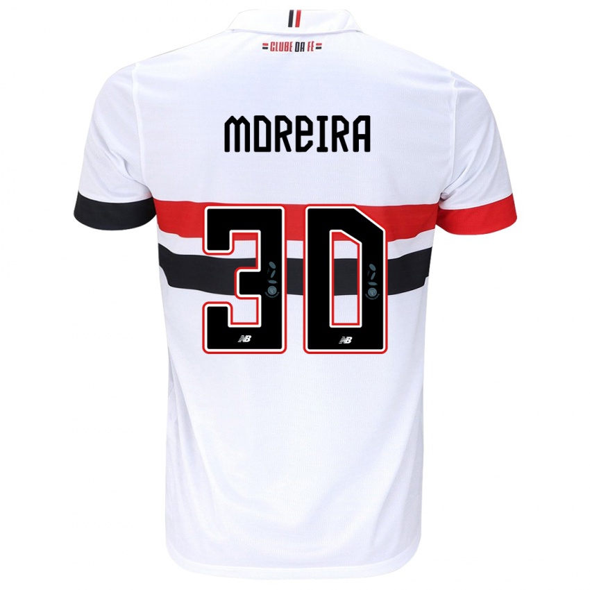 Enfant Maillot João Moreira #30 Blanc Rouge Noir Tenues Domicile 2024/25 T-Shirt Belgique