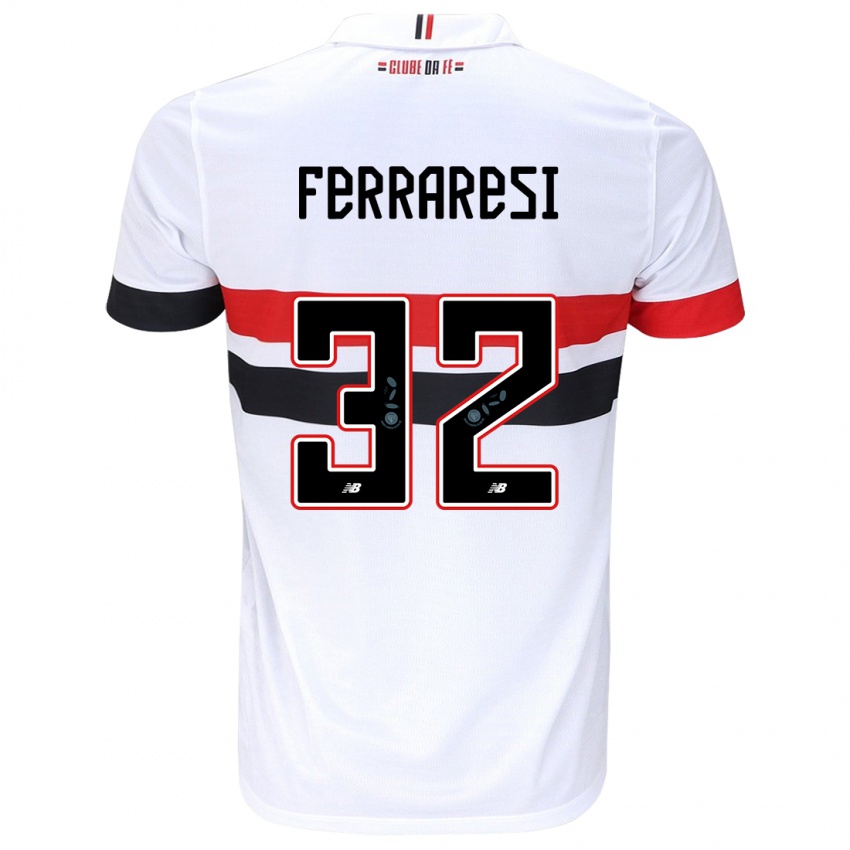 Enfant Maillot Nahuel Ferraresi #32 Blanc Rouge Noir Tenues Domicile 2024/25 T-Shirt Belgique