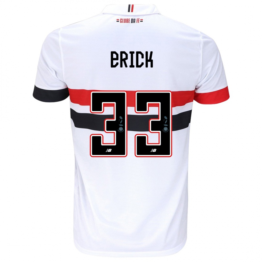 Enfant Maillot Erick #33 Blanc Rouge Noir Tenues Domicile 2024/25 T-Shirt Belgique