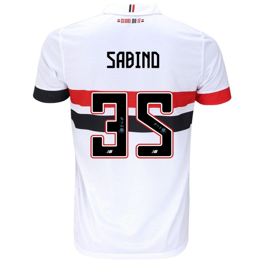 Enfant Maillot Sabino #35 Blanc Rouge Noir Tenues Domicile 2024/25 T-Shirt Belgique