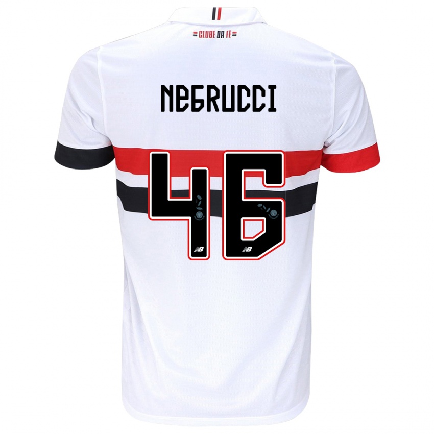 Enfant Maillot Felipe Negrucci #46 Blanc Rouge Noir Tenues Domicile 2024/25 T-Shirt Belgique