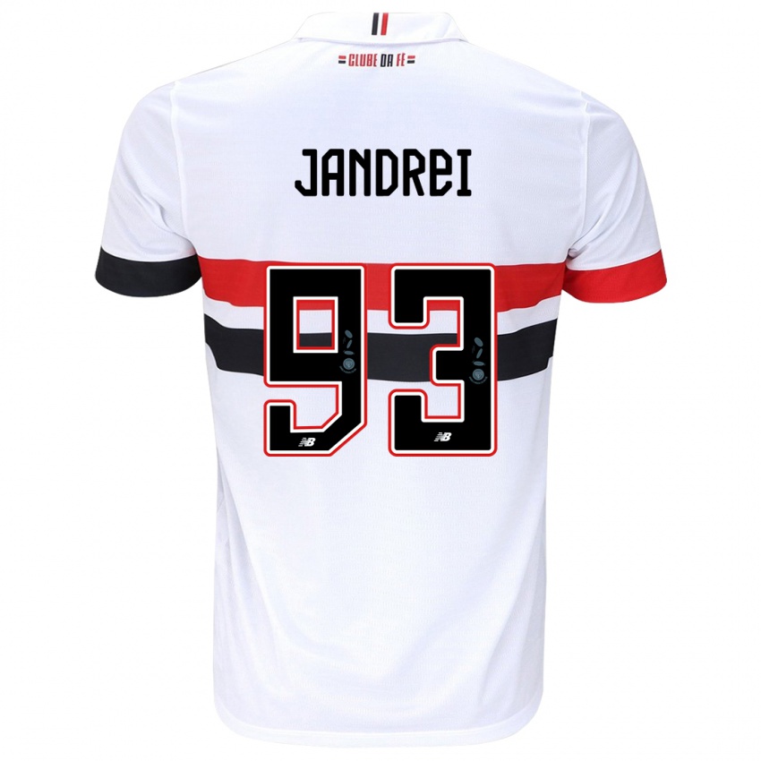 Enfant Maillot Jandrei #93 Blanc Rouge Noir Tenues Domicile 2024/25 T-Shirt Belgique