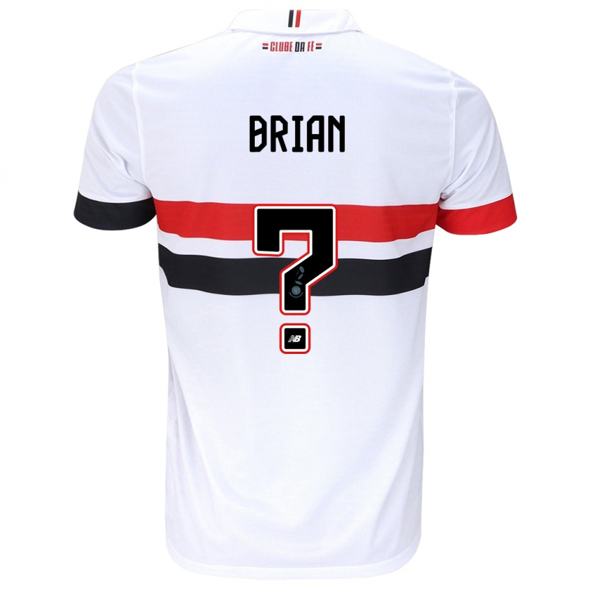 Enfant Maillot Brian #0 Blanc Rouge Noir Tenues Domicile 2024/25 T-Shirt Belgique