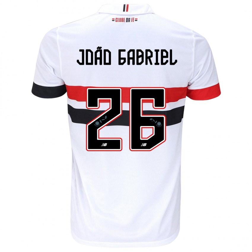 Enfant Maillot João Gabriel #26 Blanc Rouge Noir Tenues Domicile 2024/25 T-Shirt Belgique