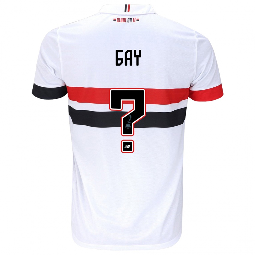 Enfant Maillot Ganael Gay #0 Blanc Rouge Noir Tenues Domicile 2024/25 T-Shirt Belgique