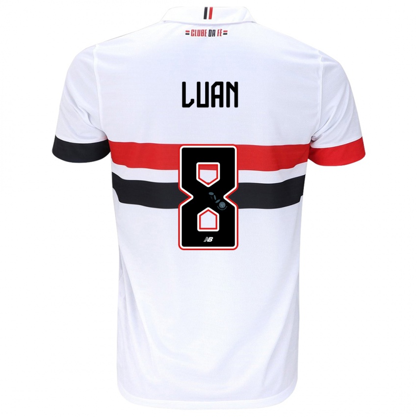 Enfant Maillot Luan #8 Blanc Rouge Noir Tenues Domicile 2024/25 T-Shirt Belgique