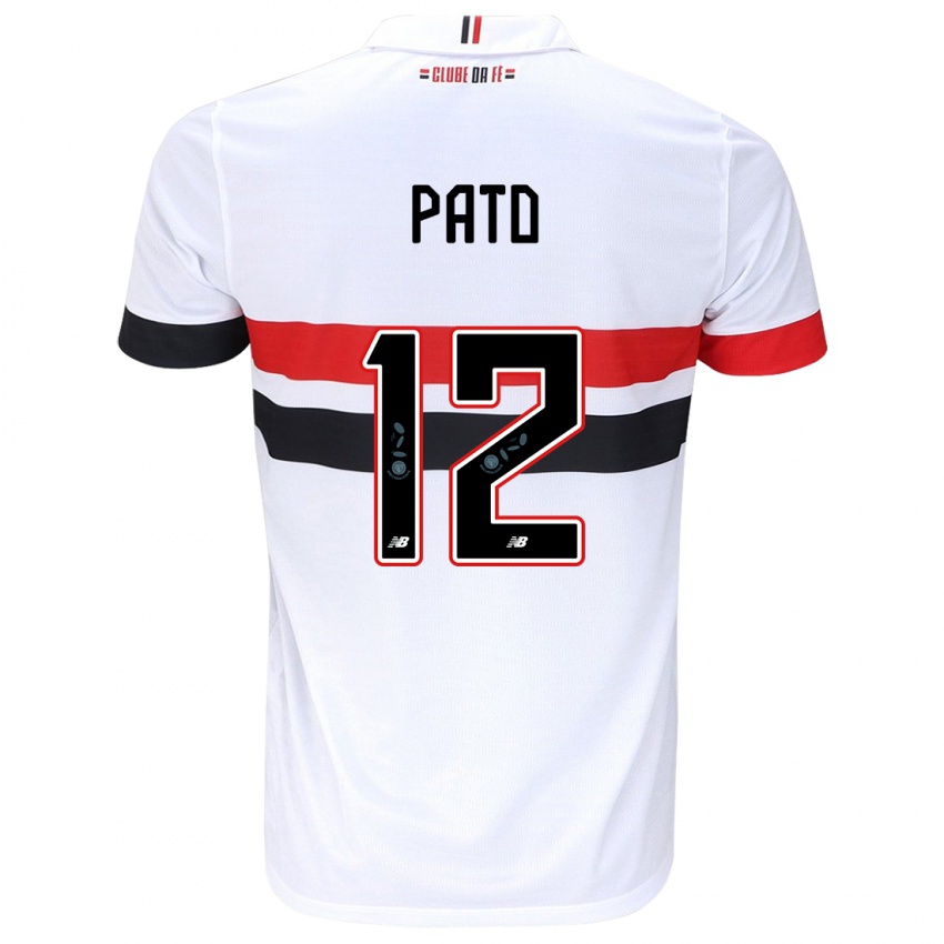 Enfant Maillot Alexandre Pato #12 Blanc Rouge Noir Tenues Domicile 2024/25 T-Shirt Belgique