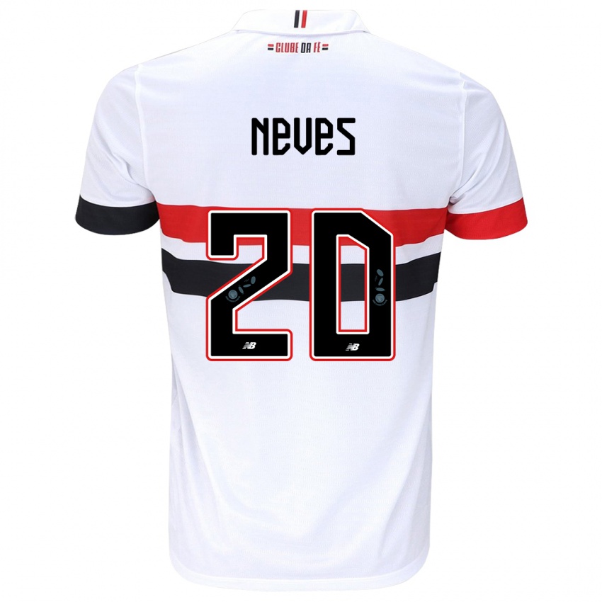 Enfant Maillot Gabriel Neves #20 Blanc Rouge Noir Tenues Domicile 2024/25 T-Shirt Belgique