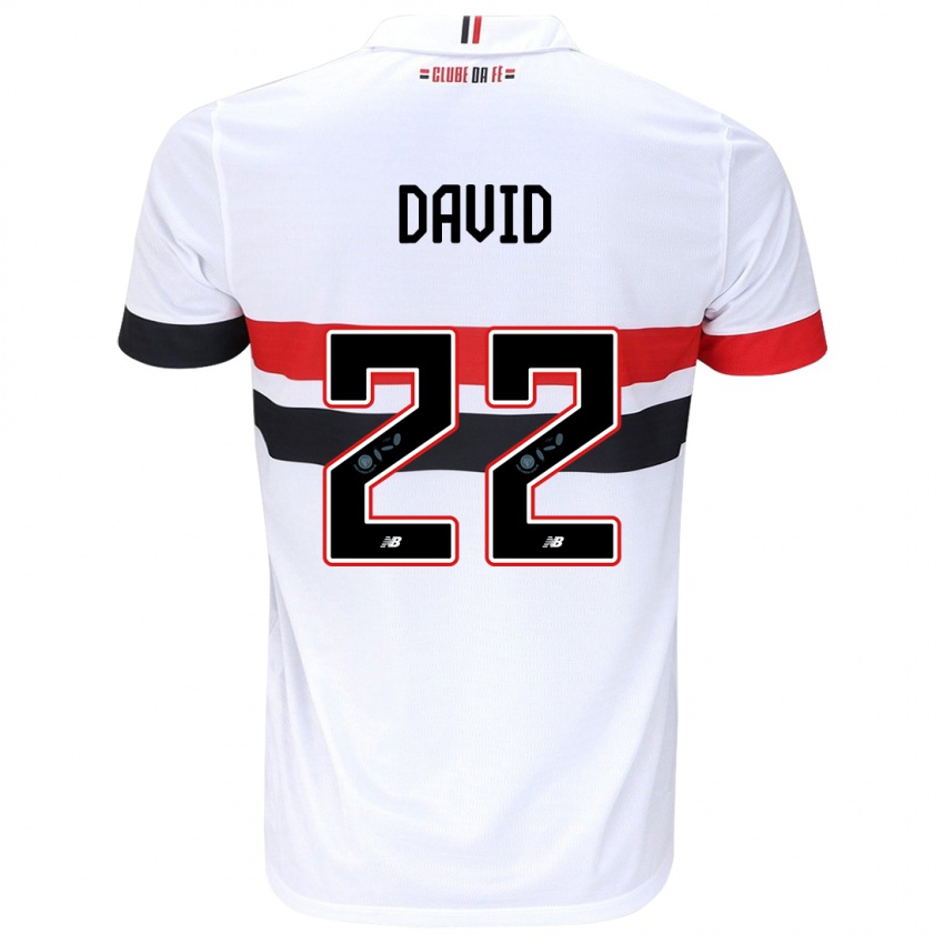 Kinderen David #22 Wit Rood Zwart Thuisshirt Thuistenue 2024/25 T-Shirt België