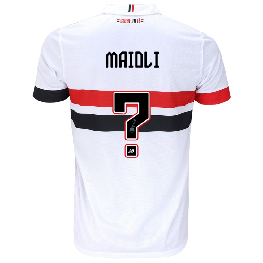 Enfant Maillot Gabriel Maioli #0 Blanc Rouge Noir Tenues Domicile 2024/25 T-Shirt Belgique