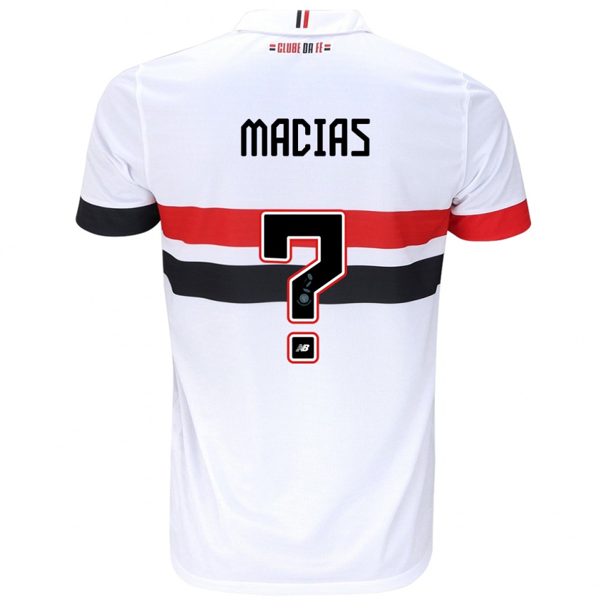 Enfant Maillot Juan Macías #0 Blanc Rouge Noir Tenues Domicile 2024/25 T-Shirt Belgique