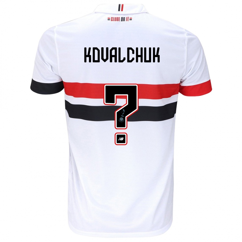 Enfant Maillot Filipp Kovalchuk #0 Blanc Rouge Noir Tenues Domicile 2024/25 T-Shirt Belgique