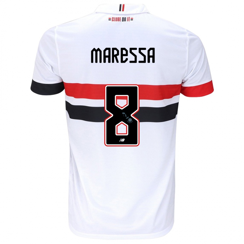 Enfant Maillot Maressa #8 Blanc Rouge Noir Tenues Domicile 2024/25 T-Shirt Belgique