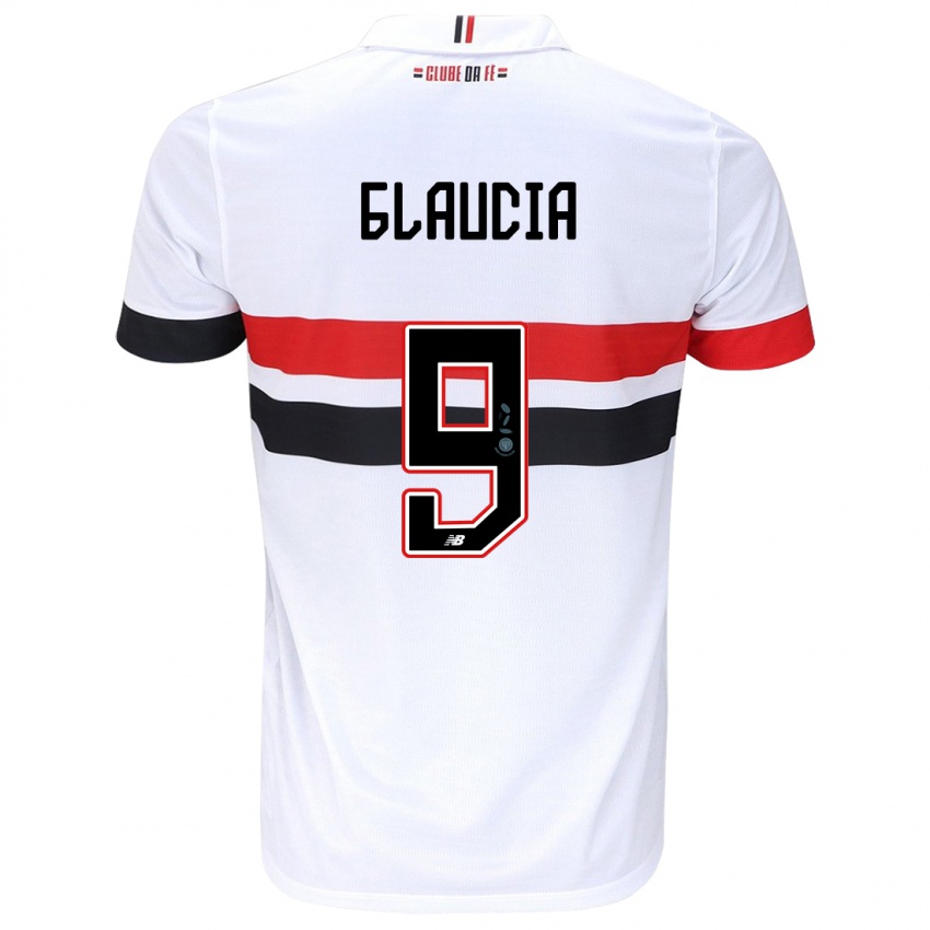 Enfant Maillot Glaucia #9 Blanc Rouge Noir Tenues Domicile 2024/25 T-Shirt Belgique