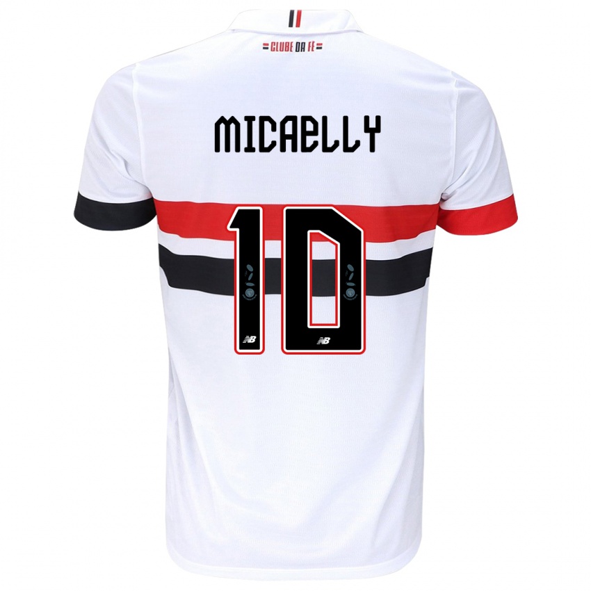 Enfant Maillot Micaelly #10 Blanc Rouge Noir Tenues Domicile 2024/25 T-Shirt Belgique