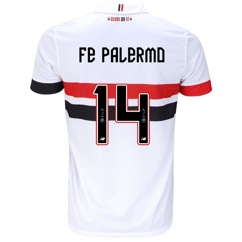 Enfant Maillot Fe Palermo #14 Blanc Rouge Noir Tenues Domicile 2024/25 T-Shirt Belgique