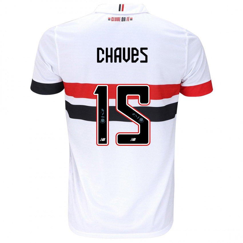 Enfant Maillot Carol Chaves #15 Blanc Rouge Noir Tenues Domicile 2024/25 T-Shirt Belgique