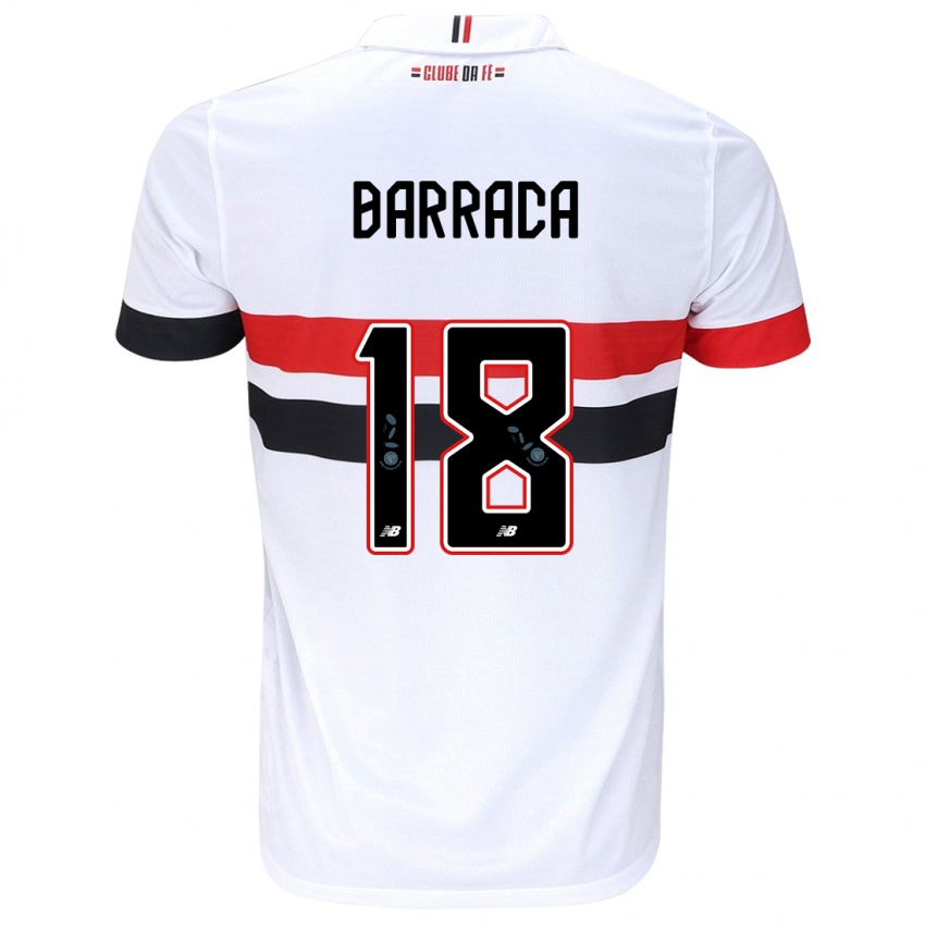 Enfant Maillot Barraca #18 Blanc Rouge Noir Tenues Domicile 2024/25 T-Shirt Belgique