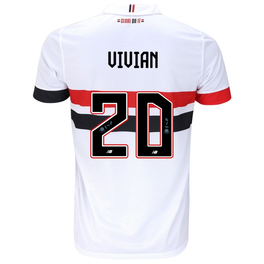 Enfant Maillot Vivian #20 Blanc Rouge Noir Tenues Domicile 2024/25 T-Shirt Belgique