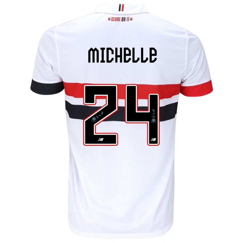 Enfant Maillot Michelle #24 Blanc Rouge Noir Tenues Domicile 2024/25 T-Shirt Belgique