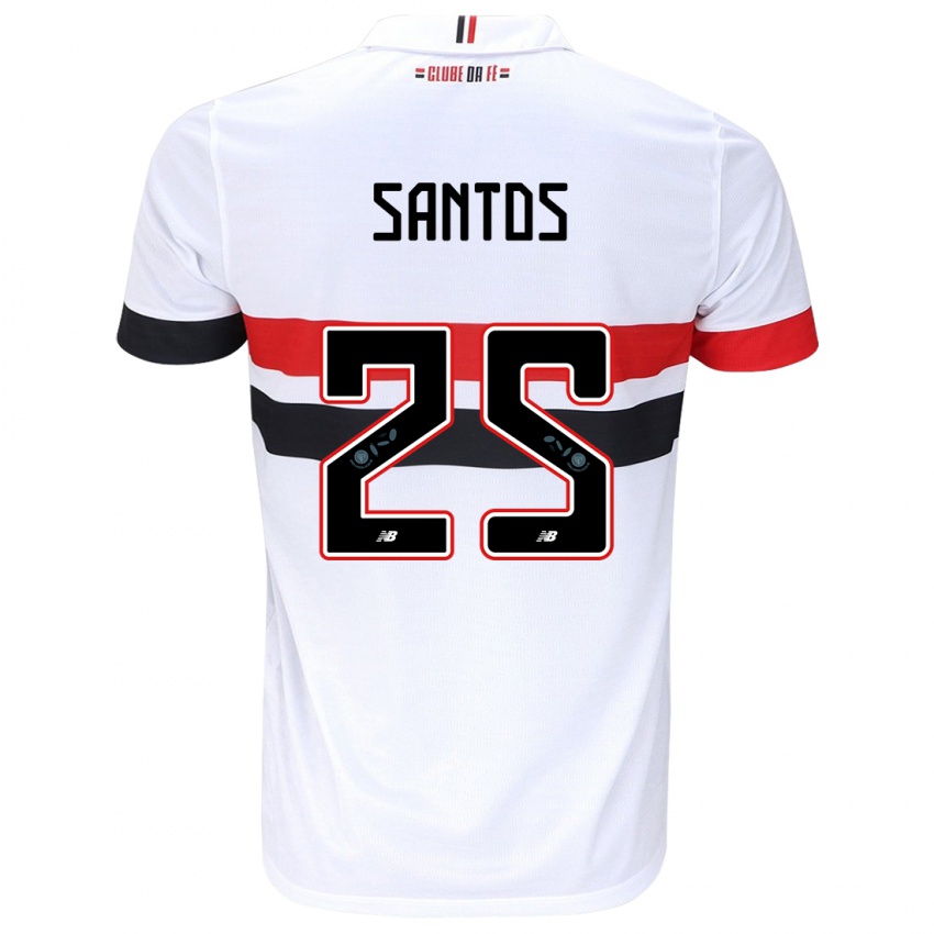 Enfant Maillot Mariana Santos #25 Blanc Rouge Noir Tenues Domicile 2024/25 T-Shirt Belgique