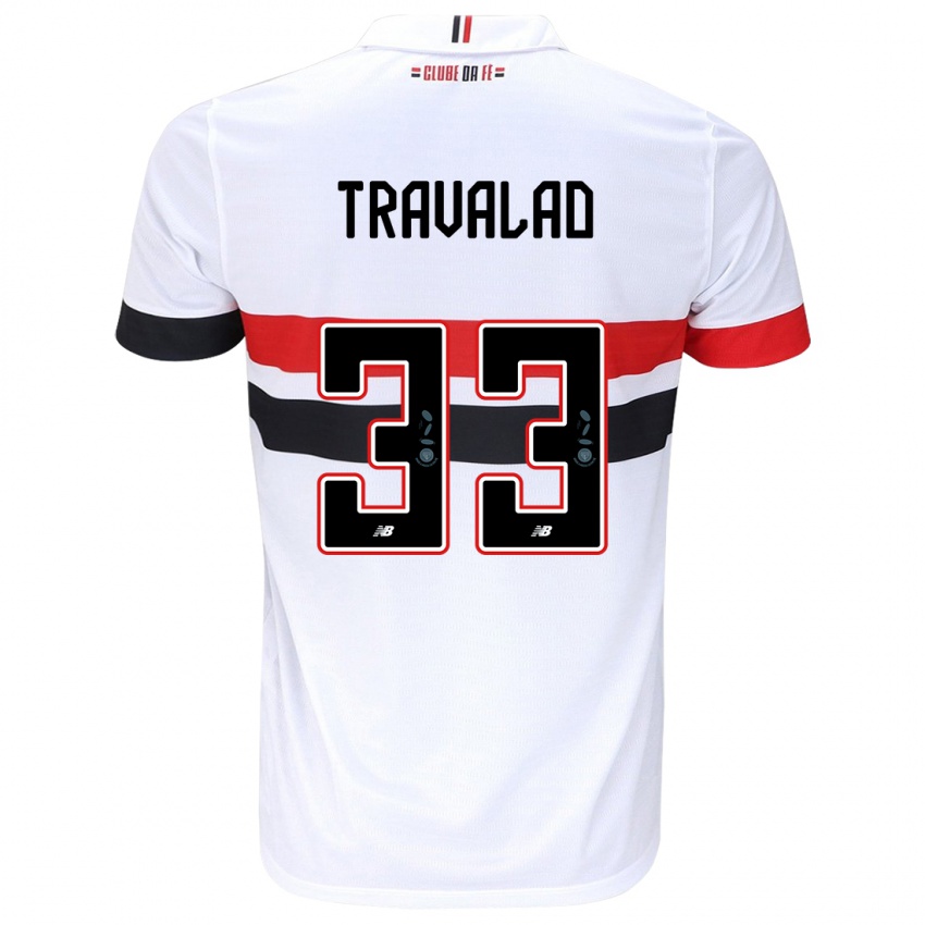 Enfant Maillot Rafa Travalão #33 Blanc Rouge Noir Tenues Domicile 2024/25 T-Shirt Belgique