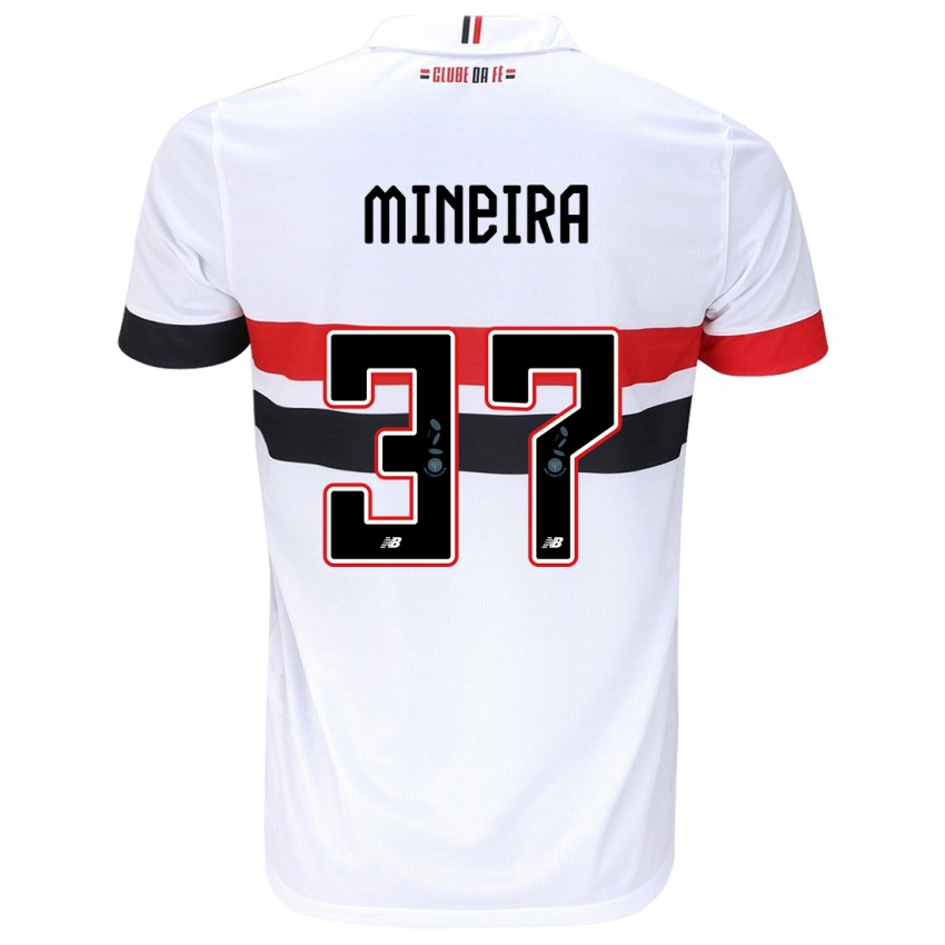 Enfant Maillot Rafa Mineira #37 Blanc Rouge Noir Tenues Domicile 2024/25 T-Shirt Belgique