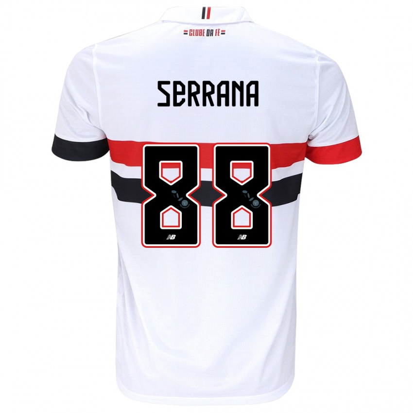 Enfant Maillot Serrana #88 Blanc Rouge Noir Tenues Domicile 2024/25 T-Shirt Belgique