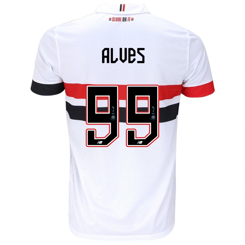 Enfant Maillot Letícia Alves #99 Blanc Rouge Noir Tenues Domicile 2024/25 T-Shirt Belgique