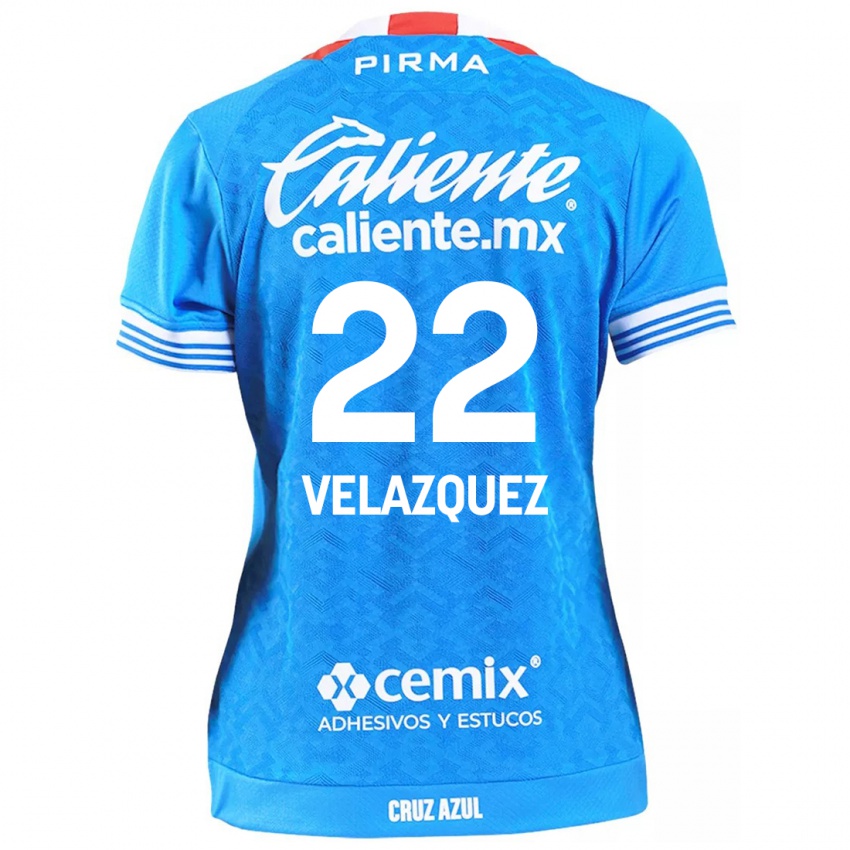 Enfant Maillot Hireri Velazquez #22 Bleu Ciel Tenues Domicile 2024/25 T-Shirt Belgique