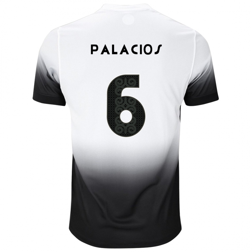 Kinder Diego Palacios #6 Weiß Schwarz Heimtrikot Trikot 2024/25 T-Shirt Belgien