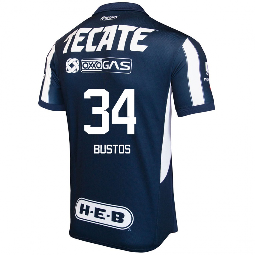 Kinder César Bustos #34 Blau Rot Weiß Heimtrikot Trikot 2024/25 T-Shirt Belgien