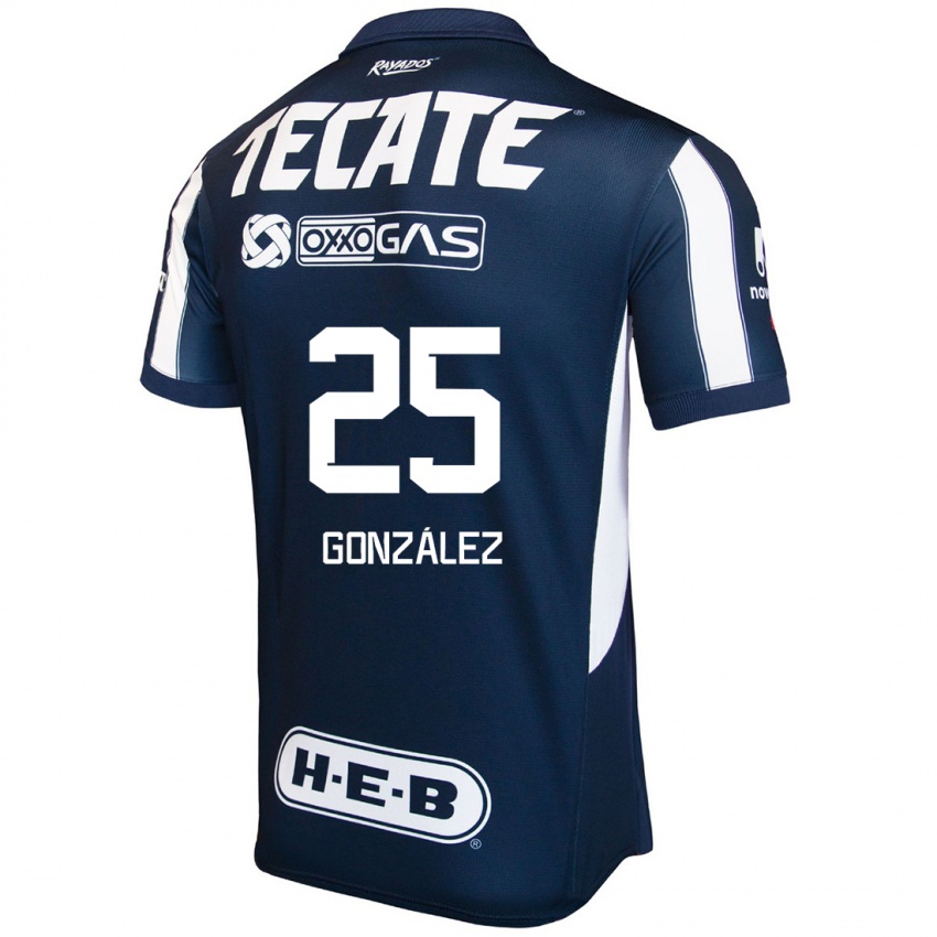 Kinder Jonathan González #25 Blau Rot Weiß Heimtrikot Trikot 2024/25 T-Shirt Belgien