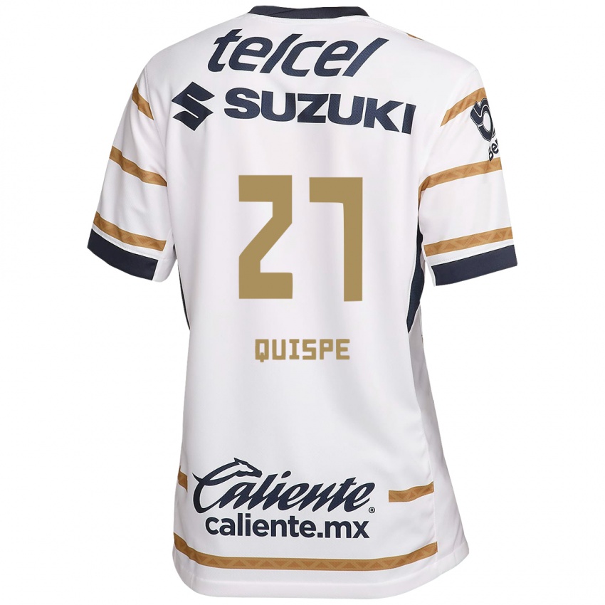 Enfant Maillot Piero Quispe #27 Obsidienne Blanche Tenues Domicile 2024/25 T-Shirt Belgique