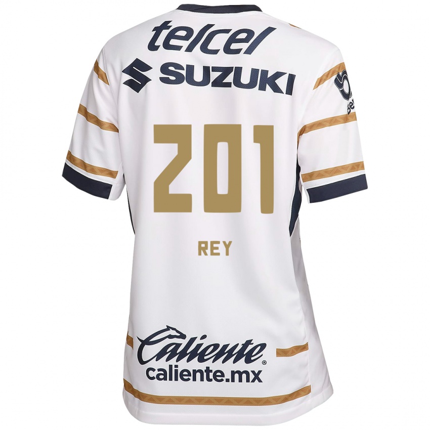 Enfant Maillot Santiago Rey #201 Obsidienne Blanche Tenues Domicile 2024/25 T-Shirt Belgique