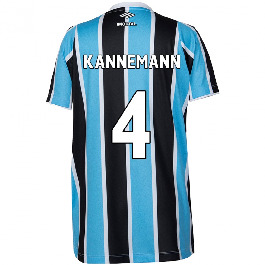 Enfant Maillot Walter Kannemann #4 Bleu Noir Blanc Tenues Domicile 2024/25 T-Shirt Belgique