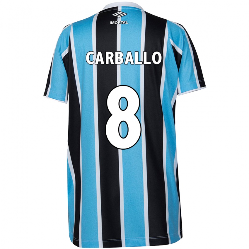 Enfant Maillot Felipe Carballo #8 Bleu Noir Blanc Tenues Domicile 2024/25 T-Shirt Belgique