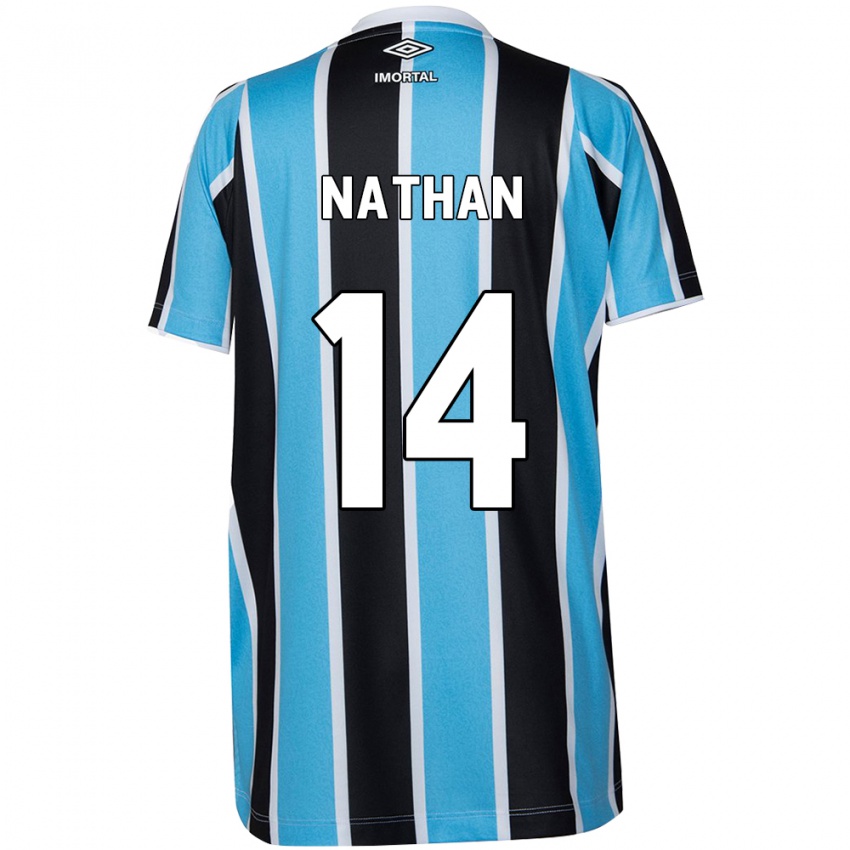 Enfant Maillot Nathan #14 Bleu Noir Blanc Tenues Domicile 2024/25 T-Shirt Belgique