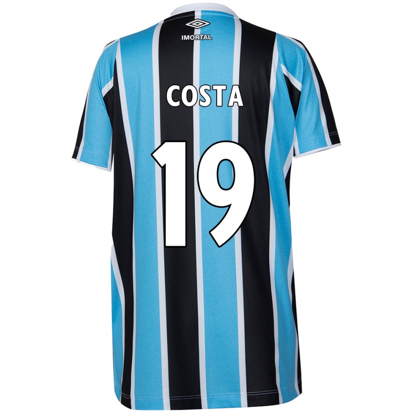 Enfant Maillot Diego Costa #19 Bleu Noir Blanc Tenues Domicile 2024/25 T-Shirt Belgique