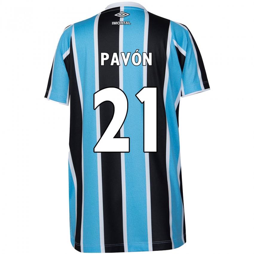 Enfant Maillot Cristian Pavon #21 Bleu Noir Blanc Tenues Domicile 2024/25 T-Shirt Belgique