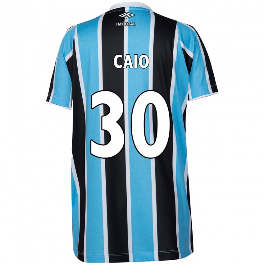 Enfant Maillot Rodrigo Caio #30 Bleu Noir Blanc Tenues Domicile 2024/25 T-Shirt Belgique