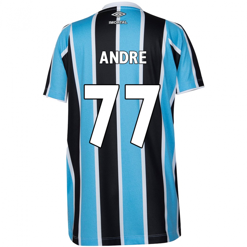 Enfant Maillot André #77 Bleu Noir Blanc Tenues Domicile 2024/25 T-Shirt Belgique