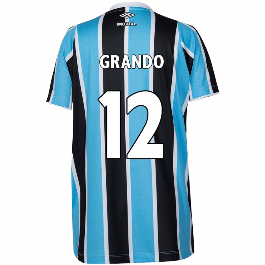 Enfant Maillot Gabriel Grando #12 Bleu Noir Blanc Tenues Domicile 2024/25 T-Shirt Belgique